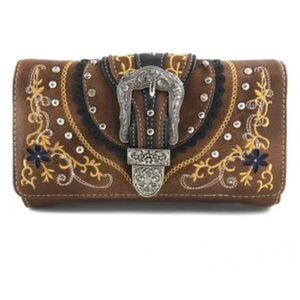 Flower Design Belt Buckle Women's Wallet